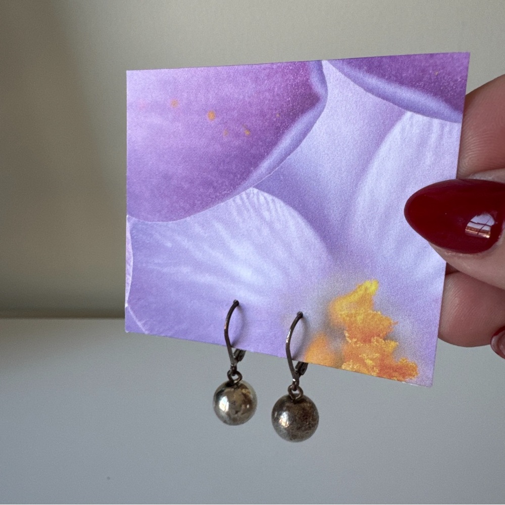 vintage silver ball lever back earrings